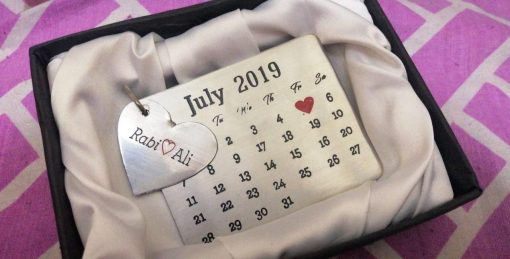 metal double tag calender keychain