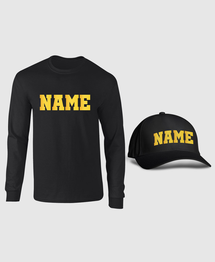 Customized Name Full Sleeves Shirt and Cap Pack Creative Print